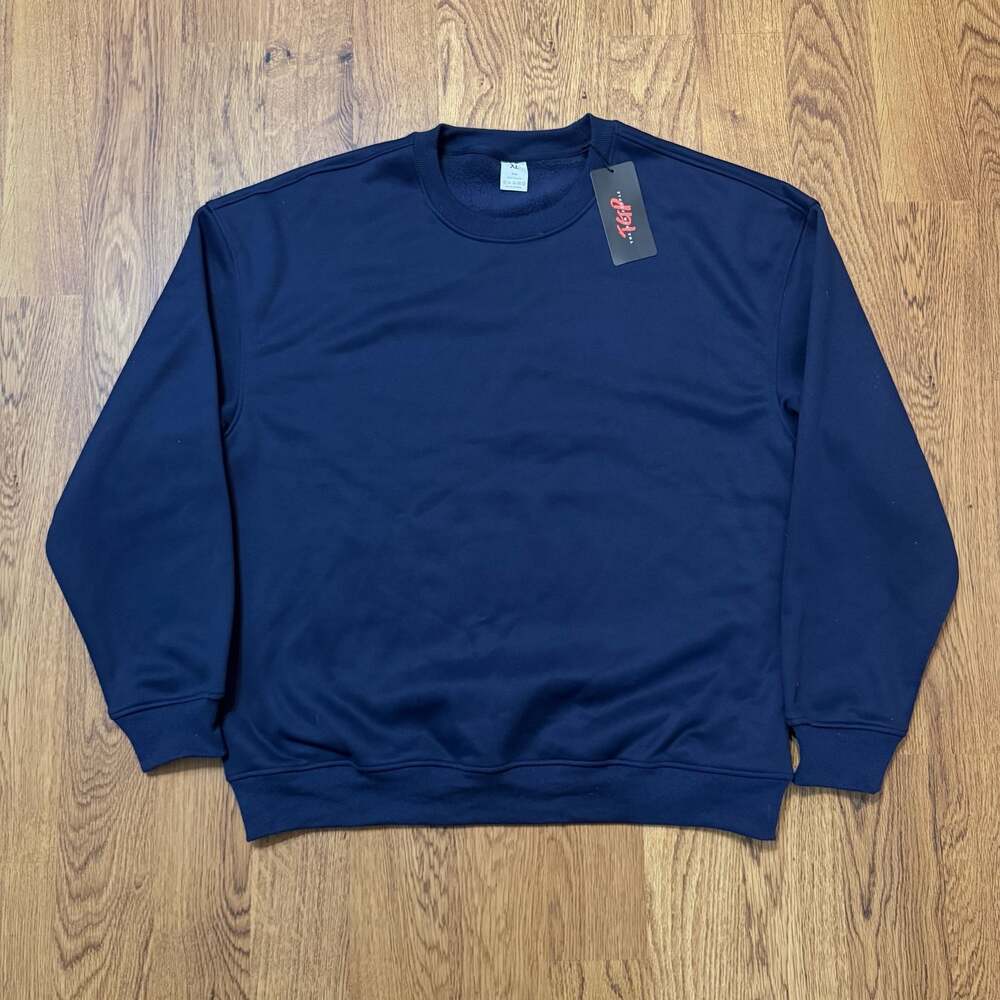 The Gym People Men's Solid Navy Fleece Crewneck Sweatshirt